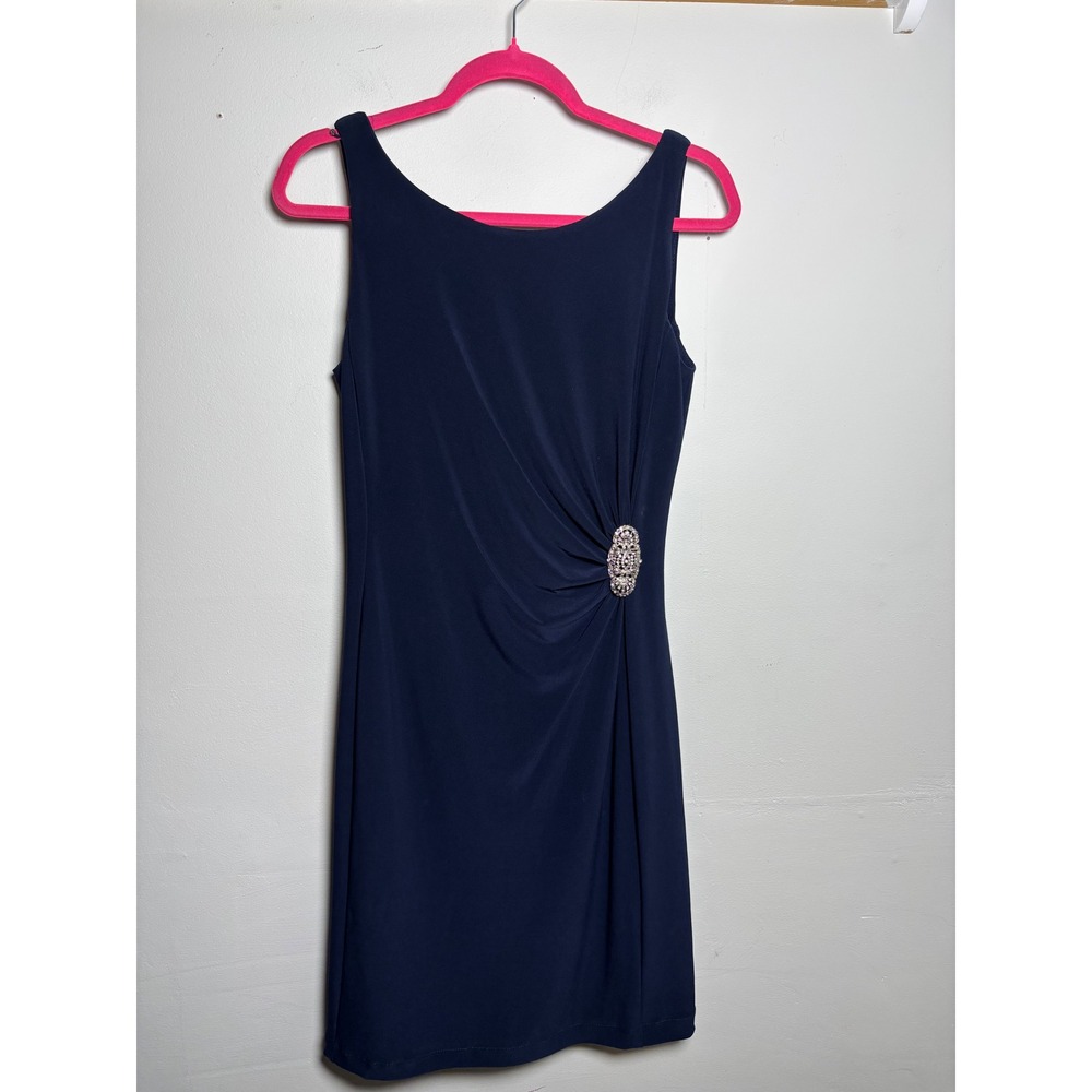 Lauren Ralph Lauren Navy Ruched Sheath Dress Classic Workwear Elegant 8